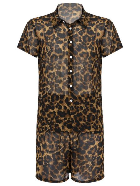 men's tracksuits men leopard print see-through set summer beach wear turn-down collar short sleeve button shirt with shorts nightclub o, Gray
men's tracksuits men leopard print see-through set summer beach wear turn-down collar short sleeve button shirt with shorts nightclub o, Gray