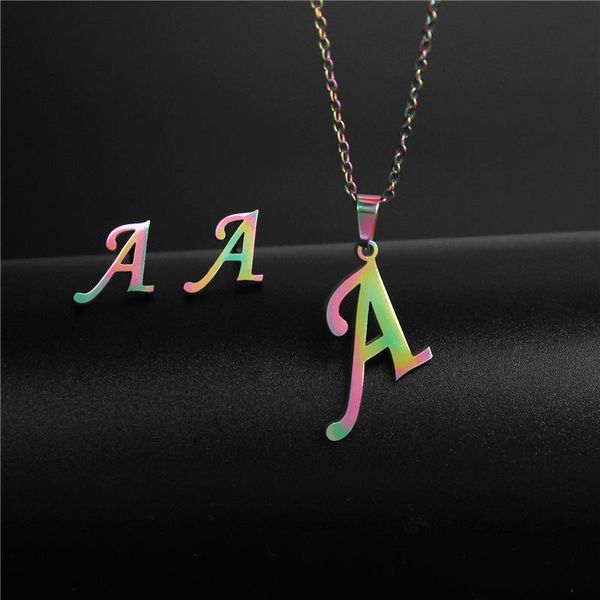 earrings & necklace 26 letter colorful stainless steel jewelry sets for women men gold alphabet initial chain pendant kids gift, Silver
earrings & necklace 26 letter colorful stainless steel jewelry sets for women men gold alphabet initial chain pendant kids gift, Silver