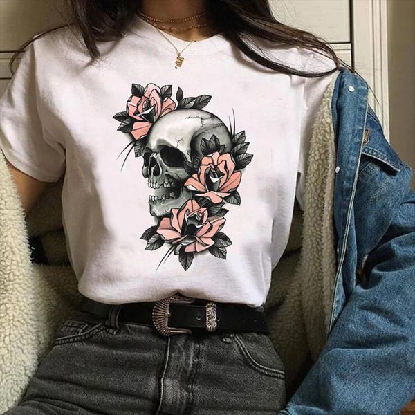 clothing clothes graphic cartoon skull women t shirts flower floral 90s print halloween lady tees female shirt womens, White
clothing clothes graphic cartoon skull women t shirts flower floral 90s print halloween lady tees female shirt womens, White