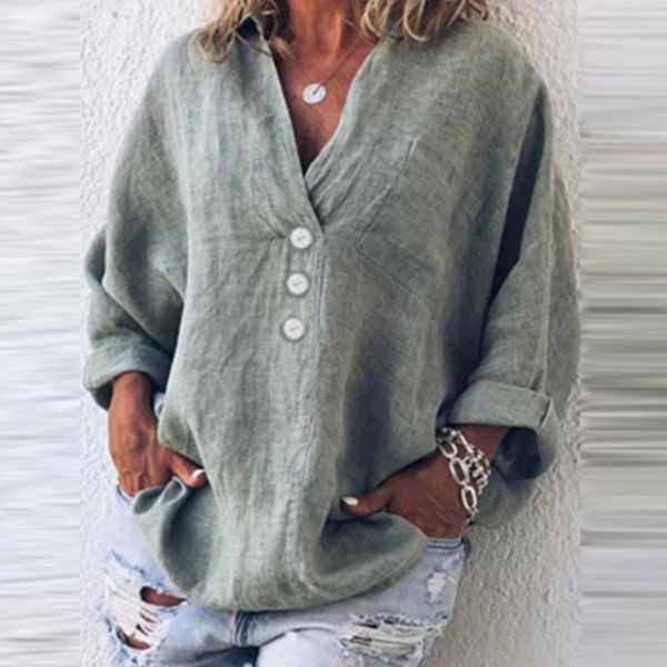 women's blouses & shirts vintage shirt autumn summer solid color v neck loose women blouse long sleeve buttons lapel streetwear casual, White
women's blouses & shirts vintage shirt autumn summer solid color v neck loose women blouse long sleeve buttons lapel streetwear casual, White