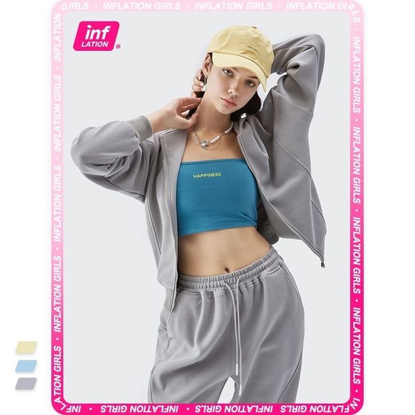inf clothing 2021 autumn and winter new simple brand sweet cool fashion sports solid color zipper cardigan women's, Gray
inf clothing 2021 autumn and winter new simple brand sweet cool fashion sports solid color zipper cardigan women's, Gray