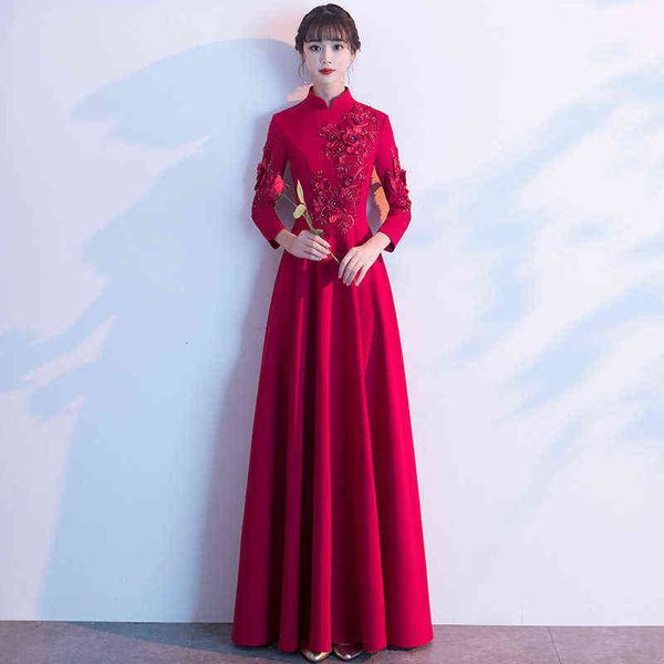 prom luxury boutique occasion dresses toast bride wine red cheongsam autumn and winter back door cloth chine style long sleev, Black
prom luxury boutique occasion dresses toast bride wine red cheongsam autumn and winter back door cloth chine style long sleev, Black