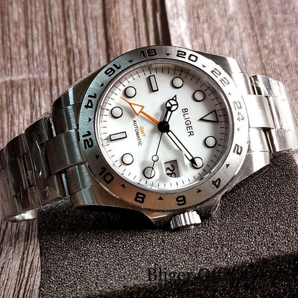 white gmt arrival automatic men watch black hand brushed oyster bracelet spaphire glass steel metal bezel wristwatches, Slivery;brown
white gmt arrival automatic men watch black hand brushed oyster bracelet spaphire glass steel metal bezel wristwatches, Slivery;brown