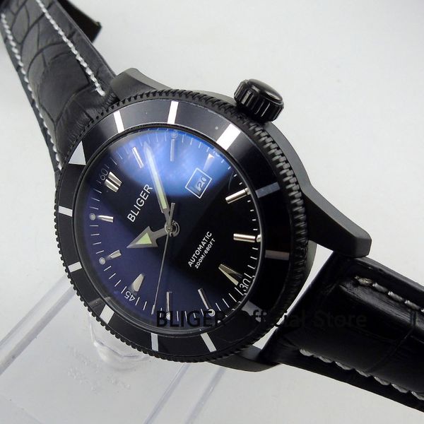 classic bliger 46mm black dial rotary pvd coated case leather band miyota automatic watch b98, Slivery;brown
classic bliger 46mm black dial rotary pvd coated case leather band miyota automatic watch b98, Slivery;brown