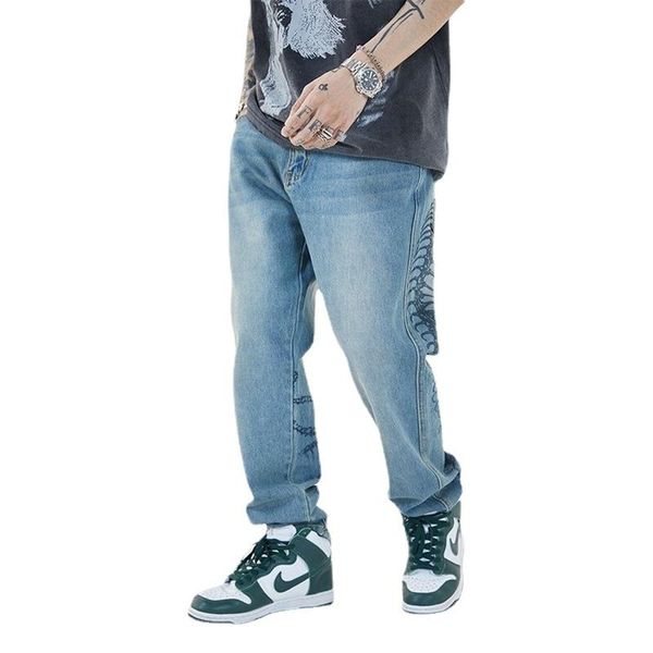men's jeans mens autumn bone print light-colored mid-waist straight denim pants fashion casual plus size for men, Blue
men's jeans mens autumn bone print light-colored mid-waist straight denim pants fashion casual plus size for men, Blue