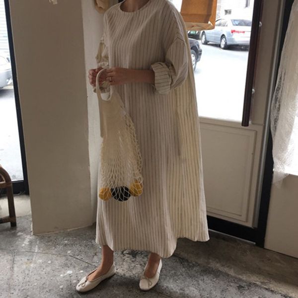 dresses casual loose vertical stripes o-neck women full sleeve female autumn belted dress vestidos femme c2eo, Black;gray
dresses casual loose vertical stripes o-neck women full sleeve female autumn belted dress vestidos femme c2eo, Black;gray