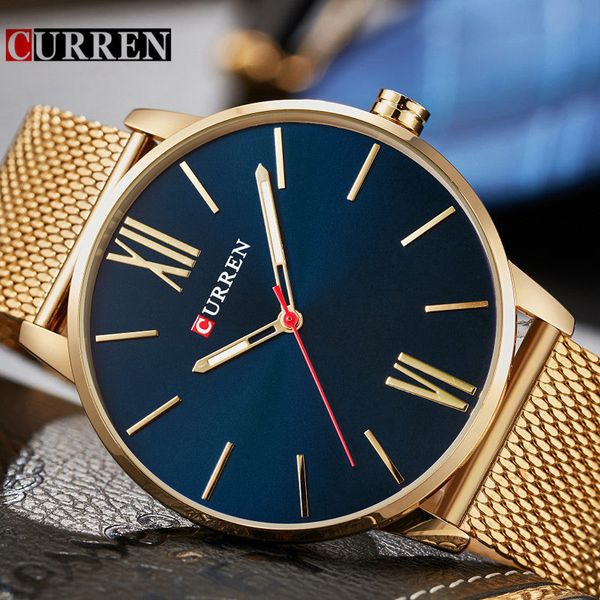 men watches curren luxury brand men's business gold wrist watch men fashion waterproof analog clock relogio masculino 210517, Slivery;brown
men watches curren luxury brand men's business gold wrist watch men fashion waterproof analog clock relogio masculino 210517, Slivery;brown