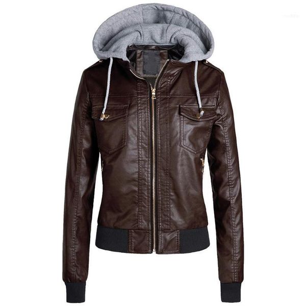 autumn women jacket hooded zipper jackets faux leather pu coat pocket ladies fleece drop1, Black;brown
autumn women jacket hooded zipper jackets faux leather pu coat pocket ladies fleece drop1, Black;brown