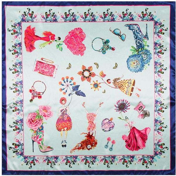 scarves arrival 90x90cm sweet style silk scarf women girl loves flowers print neckerchief bandana square muslim headscarf, Blue;gray
scarves arrival 90x90cm sweet style silk scarf women girl loves flowers print neckerchief bandana square muslim headscarf, Blue;gray