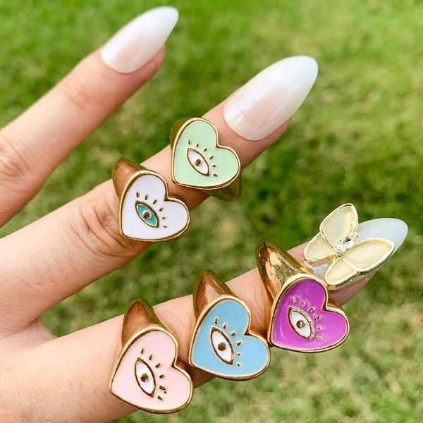 cluster rings y2k colorful drip oil enamel love heart couple for women men punk gold metal evil eyes finger ring trendy jewelry, Golden;silver
cluster rings y2k colorful drip oil enamel love heart couple for women men punk gold metal evil eyes finger ring trendy jewelry, Golden;silver