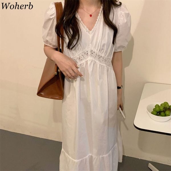 dress female summer korean elegant chic robe v neck lace patchwork puff sleeve white dresses fashion temperament vestidos 210519, Black;gray
dress female summer korean elegant chic robe v neck lace patchwork puff sleeve white dresses fashion temperament vestidos 210519, Black;gray