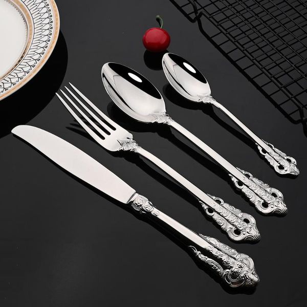 flatware sets retro silver tableware vintage silverware 18/10 stainless steel dinner knife fork spoon wedding cutlery western dinnerware set
flatware sets retro silver tableware vintage silverware 18/10 stainless steel dinner knife fork spoon wedding cutlery western dinnerware set