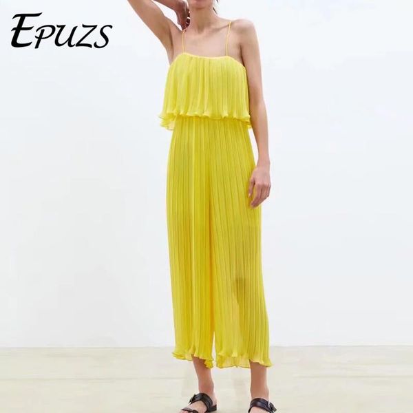 women's jumpsuits & rompers elegant chiffon yellow pleated women summer womens jumpsuit korean sleeveless backless playsuit overalls 20, Black;white
women's jumpsuits & rompers elegant chiffon yellow pleated women summer womens jumpsuit korean sleeveless backless playsuit overalls 20, Black;white