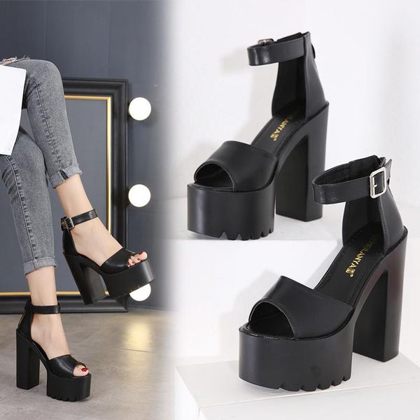 dress shoes 14cm heels thin high nightclub women's waterproof platform open toe belt buckle sandals, Black
dress shoes 14cm heels thin high nightclub women's waterproof platform open toe belt buckle sandals, Black