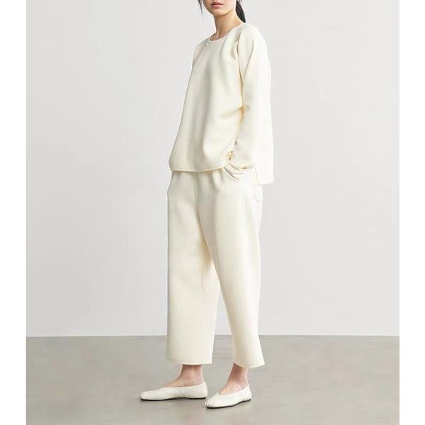 3.13 high end women's o-neck long sleeve loose pullover sweatshirt or waist elastic wide leg pants set two piece, White
3.13 high end women's o-neck long sleeve loose pullover sweatshirt or waist elastic wide leg pants set two piece, White