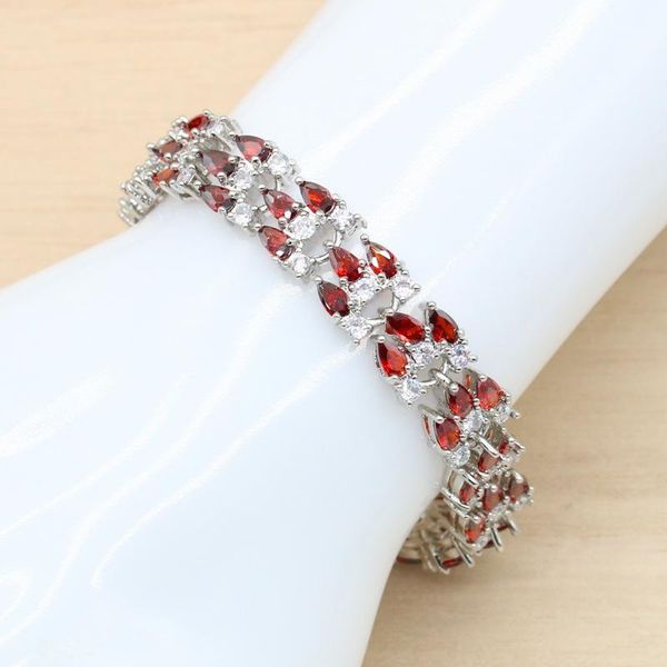 link, chain red zirconia silver color bracelet for women party birthday christmas jewelry gift box, Black
link, chain red zirconia silver color bracelet for women party birthday christmas jewelry gift box, Black