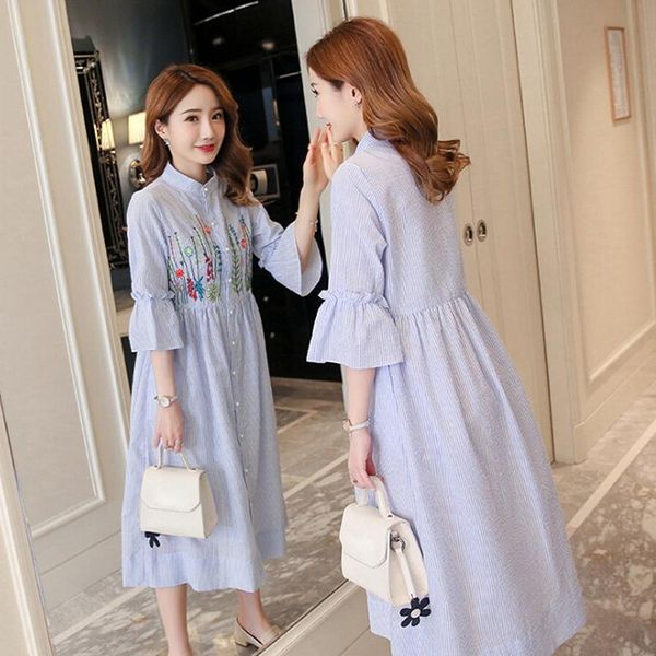 maternity dresses pregnant women dress long sleeve casual striped embroidered happy, White
maternity dresses pregnant women dress long sleeve casual striped embroidered happy, White