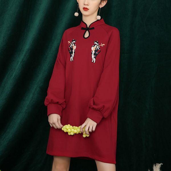 retro improved cheongsam girls embroidery qipao traditional modern cheongsam long sleeve china new year oriental dresses 11372, Red
retro improved cheongsam girls embroidery qipao traditional modern cheongsam long sleeve china new year oriental dresses 11372, Red