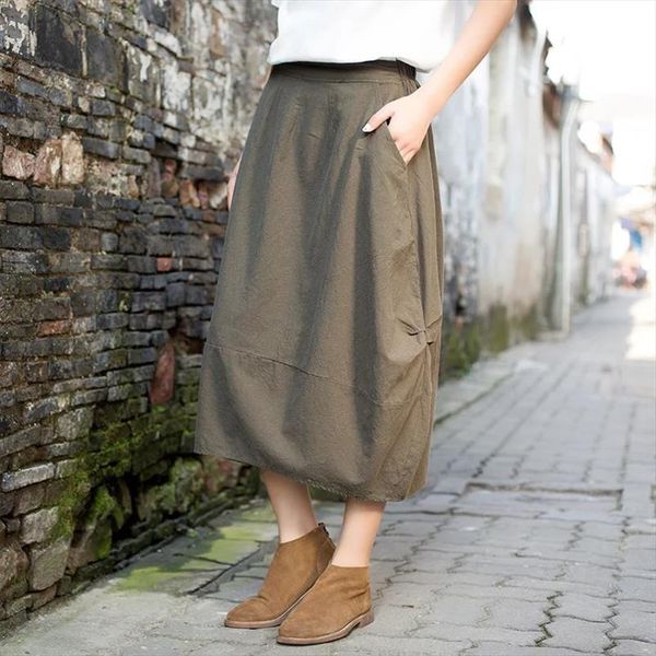 mori girl cotton and linen womens skirt loose waist pure color female japan harajuku ethnic vintage long women clothing, Black 
mori girl cotton and linen womens skirt loose waist pure color female japan harajuku ethnic vintage long women clothing, Black