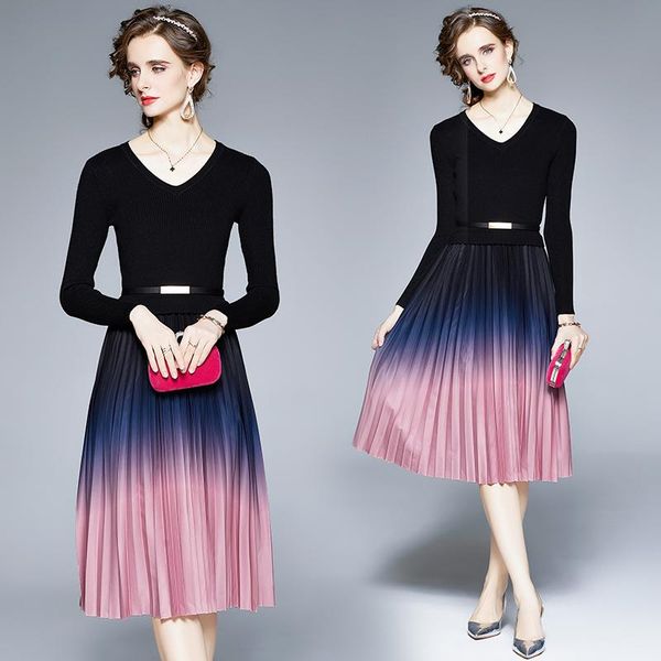 casual dresses spring and autumn women's tie-dye long-sleeved pleated dress elegant slim-fit mid-length gradient colored, Black;gray
casual dresses spring and autumn women's tie-dye long-sleeved pleated dress elegant slim-fit mid-length gradient colored, Black;gray