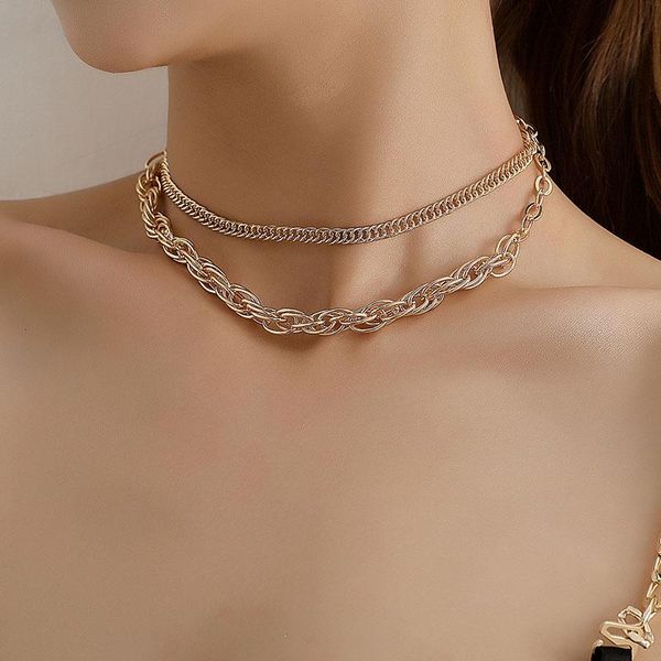 punk aluminium alloy twisted thick chains choker necklace women vintage double layer geometric chocker party jewelry chokers, Golden;silver
punk aluminium alloy twisted thick chains choker necklace women vintage double layer geometric chocker party jewelry chokers, Golden;silver