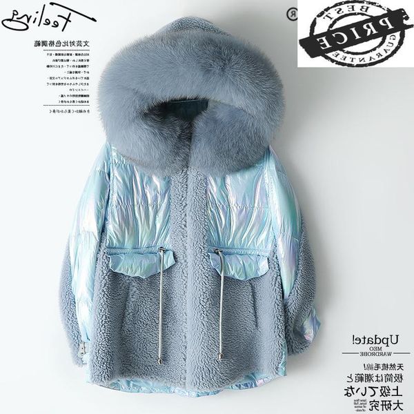 women's fur & faux real coat female winter natural hooded duck down jacket women sheep shearing jackets warm hiver 2a22, Black
women's fur & faux real coat female winter natural hooded duck down jacket women sheep shearing jackets warm hiver 2a22, Black