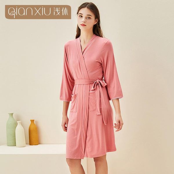 women's sleepwear spring and summer bathrobes, lovers' home bamboo fiber comfortable medium length 7 / 4 sleeve bath, Black;red
women's sleepwear spring and summer bathrobes, lovers' home bamboo fiber comfortable medium length 7 / 4 sleeve bath, Black;red