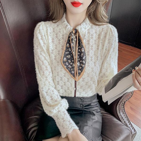 women's blouses & shirts blouse women autumn 2021 office lady long sleeve lace solid stand neck belt straight blusas womens and, White
women's blouses & shirts blouse women autumn 2021 office lady long sleeve lace solid stand neck belt straight blusas womens and, White