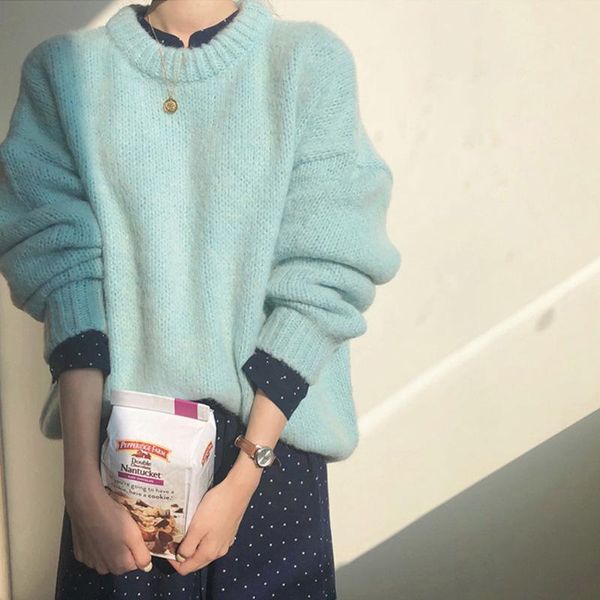women's sweaters 2021 autumn winter loose pullover basic warm sweater for women soft kniited korean v neck fashion pull, White;black
women's sweaters 2021 autumn winter loose pullover basic warm sweater for women soft kniited korean v neck fashion pull, White;black