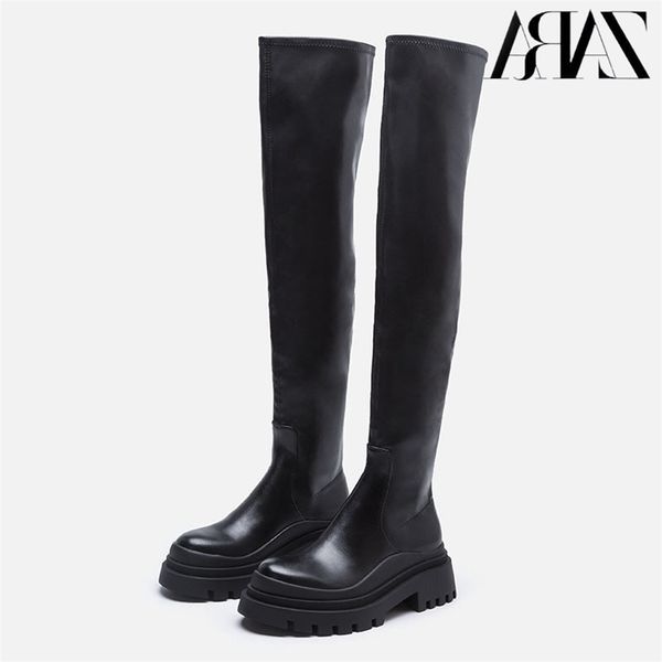 za winter plus velet women over-the -knee boots platform warm stocking casual black real leather winter booties 211105
za winter plus velet women over-the -knee boots platform warm stocking casual black real leather winter booties 211105