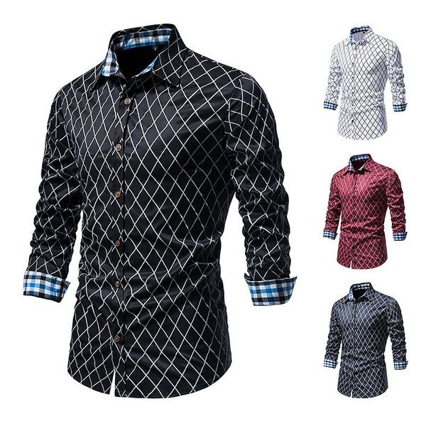 men's casual shirts 2021 fashion men shirt long sleeve argyle for slim fit male camisa social clothing s-xxl, White;black
men's casual shirts 2021 fashion men shirt long sleeve argyle for slim fit male camisa social clothing s-xxl, White;black
