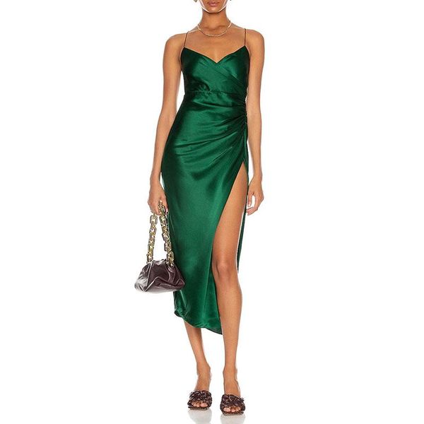 casual dresses summer women spaghetti straps v neck elegant satin evening party dress 2021 backless ruched high split bodycon midi, Black;gray
casual dresses summer women spaghetti straps v neck elegant satin evening party dress 2021 backless ruched high split bodycon midi, Black;gray