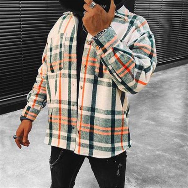 men's wool & blends autumn and winter 2021 thick shirt long sleeve plaid contrast short coat lapel, Black
men's wool & blends autumn and winter 2021 thick shirt long sleeve plaid contrast short coat lapel, Black