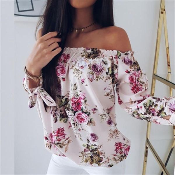 women's blouses & shirts women off shoulder floral blouse shirt lady loose flower print summer fashion 3/4 sleeve slash neck top, White
women's blouses & shirts women off shoulder floral blouse shirt lady loose flower print summer fashion 3/4 sleeve slash neck top, White