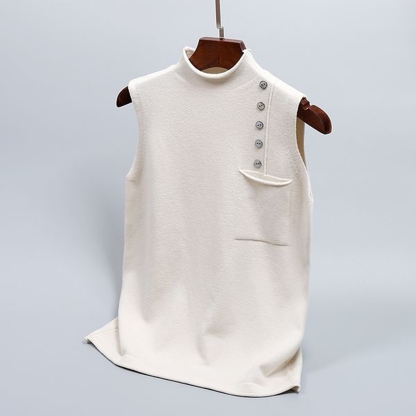 half turtleneck korean knitted tank women summer elegant modis sleeveless black white 210319
half turtleneck korean knitted tank women summer elegant modis sleeveless black white 210319