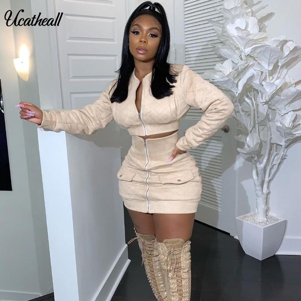 two piece dress casual fashion zipper up outfits women long sleeve and mini skirt sets 2021 autumn white set club suit
two piece dress casual fashion zipper up outfits women long sleeve and mini skirt sets 2021 autumn white set club suit