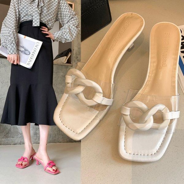 slippers shoes heels rivet luxury slides slipers women med high thin summer designer 2021 transparent rubber metal decoration pu, Black
slippers shoes heels rivet luxury slides slipers women med high thin summer designer 2021 transparent rubber metal decoration pu, Black