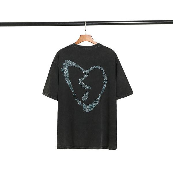 men's and women's short-sleeved t shirts cotton diamond colored three-dimensional gothic print high street round neck loose old t-, White;black
men's and women's short-sleeved t shirts cotton diamond colored three-dimensional gothic print high street round neck loose old t-, White;black