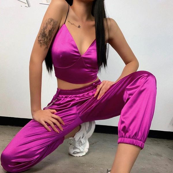two piece dress dada purple satin 2 pieces sets women v-neck strap crop sleeveless and cargo pant summer casual streetwear, White
two piece dress dada purple satin 2 pieces sets women v-neck strap crop sleeveless and cargo pant summer casual streetwear, White