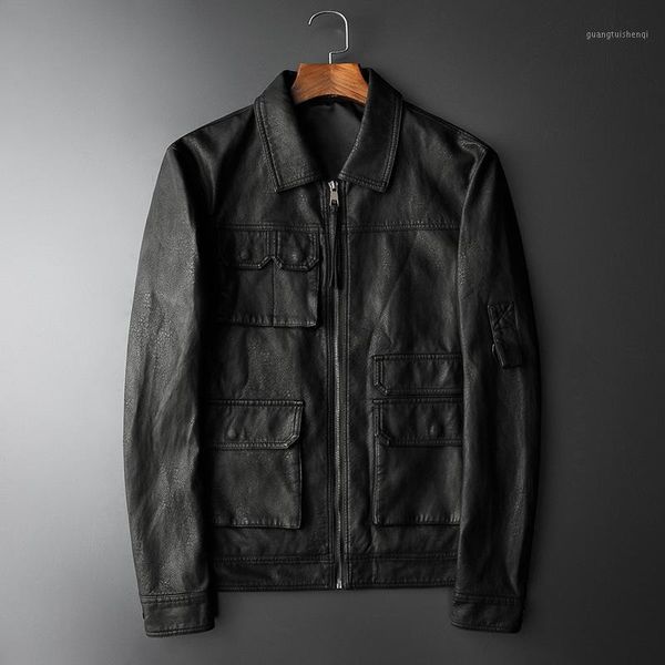 men's fur & faux mens 2021 fashion autumn motorcycle jackets turn-down collar casual leather jacket korean male multi-pocket zipper pu, Black
men's fur & faux mens 2021 fashion autumn motorcycle jackets turn-down collar casual leather jacket korean male multi-pocket zipper pu, Black