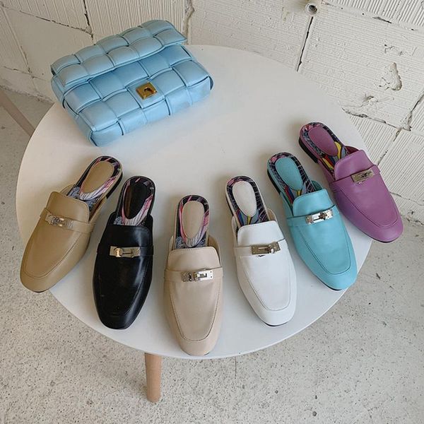 slippers 2021 brand designer women round toe slip on mules flat heel casual shoes british buckle slides ladies outdoor sandal s, Black
slippers 2021 brand designer women round toe slip on mules flat heel casual shoes british buckle slides ladies outdoor sandal s, Black