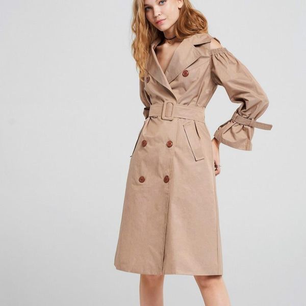 women's trench coats european and american-style style double-breasted elegant temperament lapel slim fit off-shoulder mid-length coat, Tan;black
women's trench coats european and american-style style double-breasted elegant temperament lapel slim fit off-shoulder mid-length coat, Tan;black