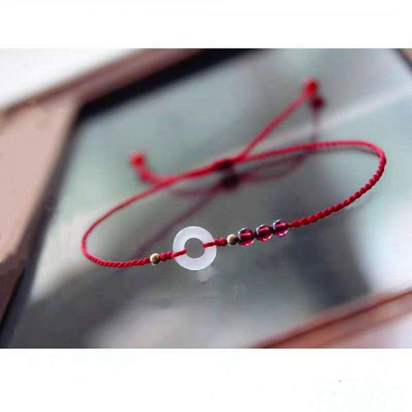 ping'an buckle garnet women's life red rope bracelet hand woven gold wrapped white jade girl's bracelet, Golden;silver
ping'an buckle garnet women's life red rope bracelet hand woven gold wrapped white jade girl's bracelet, Golden;silver