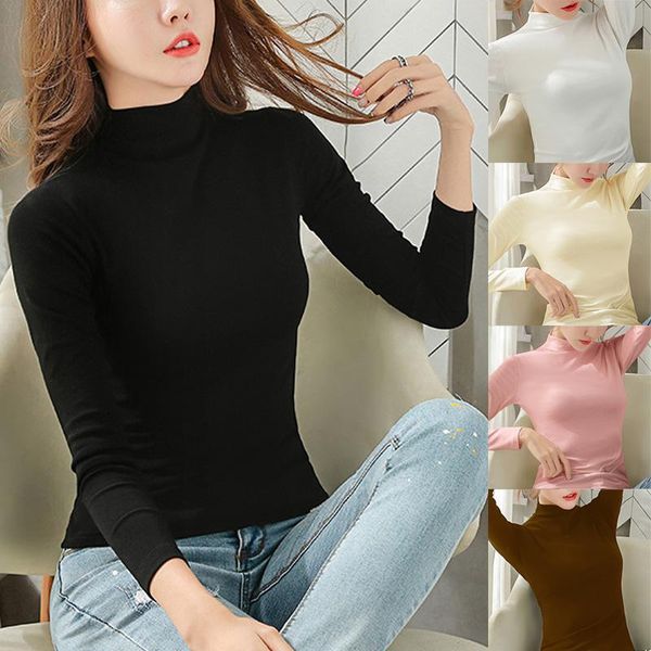 women's t-shirt women lady long sleeve slim high collar solid color breathable for autumn hsj88, White
women's t-shirt women lady long sleeve slim high collar solid color breathable for autumn hsj88, White
