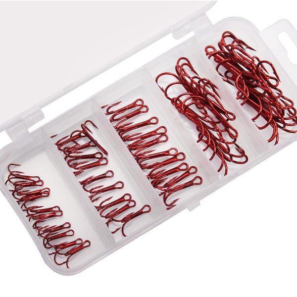 50pcs/set red 2/4/6/8/10# sharp fishing hooks high carbon steel treble hook round bent three anchors with box tackle
50pcs/set red 2/4/6/8/10# sharp fishing hooks high carbon steel treble hook round bent three anchors with box tackle