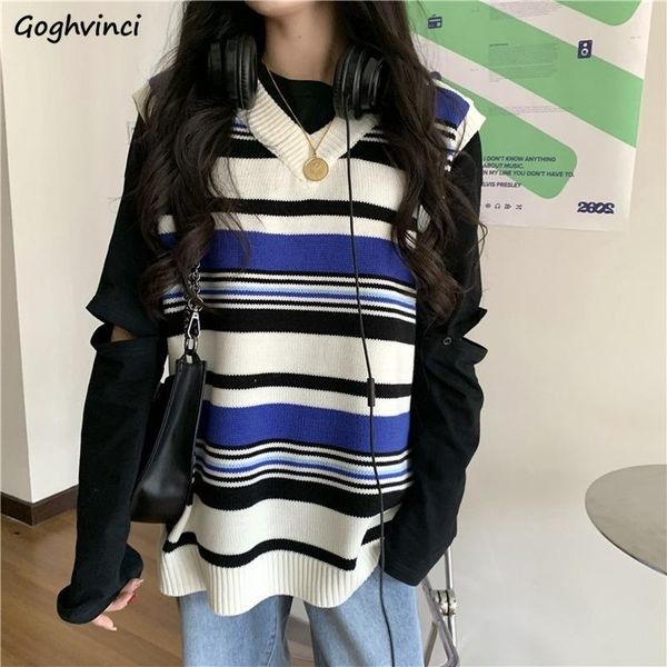 women's vests women sweater vest striped casual loose knitted sleeveless female chic autumn winter jumper pullover ulzzang korean styl, Black;white
women's vests women sweater vest striped casual loose knitted sleeveless female chic autumn winter jumper pullover ulzzang korean styl, Black;white