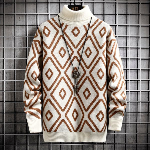 men's sweaters high neck cashmere sweater, thick and warm argyle sweater, quality fashion, winter christmas in 2021, White;black
men's sweaters high neck cashmere sweater, thick and warm argyle sweater, quality fashion, winter christmas in 2021, White;black