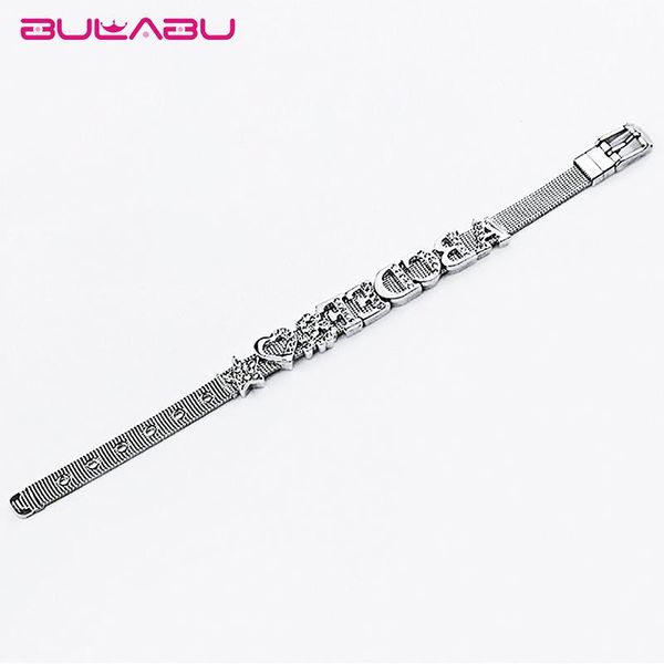 charm bracelets metal female letter decoration stainless steel mesh watch band web celebrity bracelet man women fashion jewelry, Golden;silver
charm bracelets metal female letter decoration stainless steel mesh watch band web celebrity bracelet man women fashion jewelry, Golden;silver