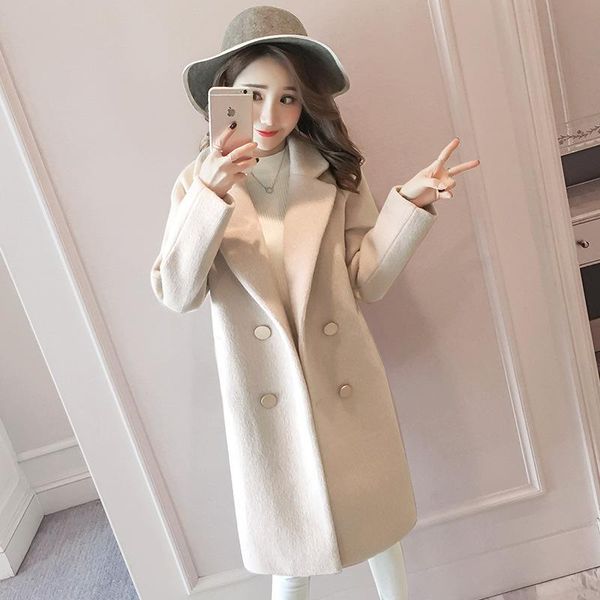 women's wool & blends 2021 autumn winter korean overcoat women fashion vintage blend coats female turn-down double breasted woolen coat, Black
women's wool & blends 2021 autumn winter korean overcoat women fashion vintage blend coats female turn-down double breasted woolen coat, Black