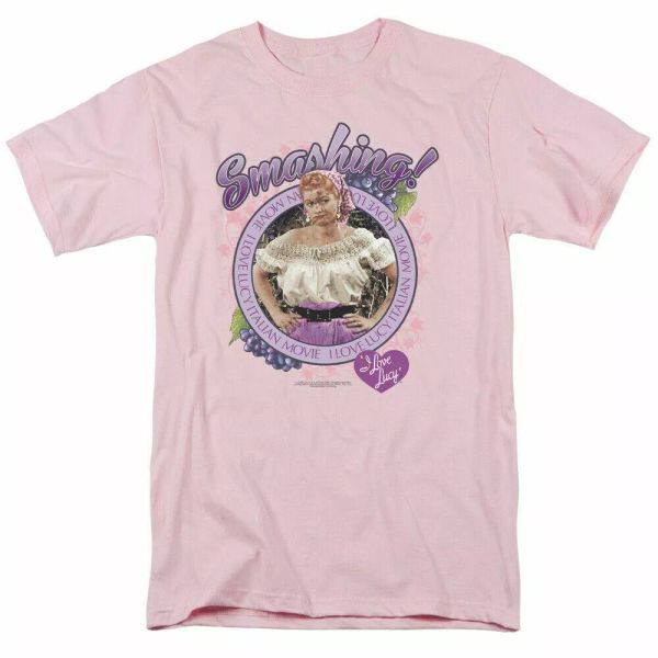 i love lucy smashing logo t shirt lucy mens licensed classic tv light pink, White;black